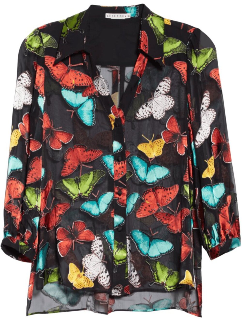 Alice & Olivia Butterfly Silk Sheila Top Women's Size Small